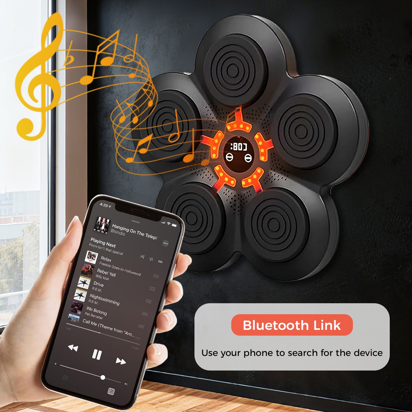 Feierdun Wall-Mounted Smart Boxing Trainer with Music, Gloves, and Target Pads - Wireless-Enabled Fitness Equipment for Home
