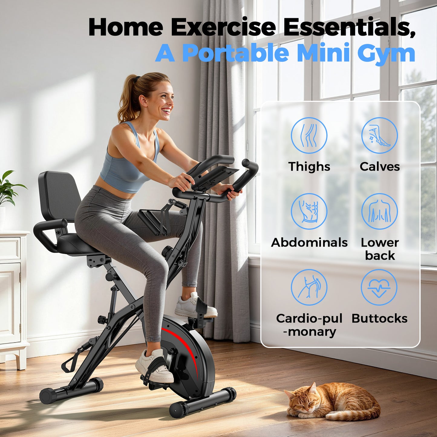 FED FITNESS 5 IN 1 Folding Exercise Bike with 6.6 LBS Flywheel & 16 Levels of Resistance, 330LB Weight Capacity Indoor Workout Cycling Bike for Home Gym (4.4)  92 ratings