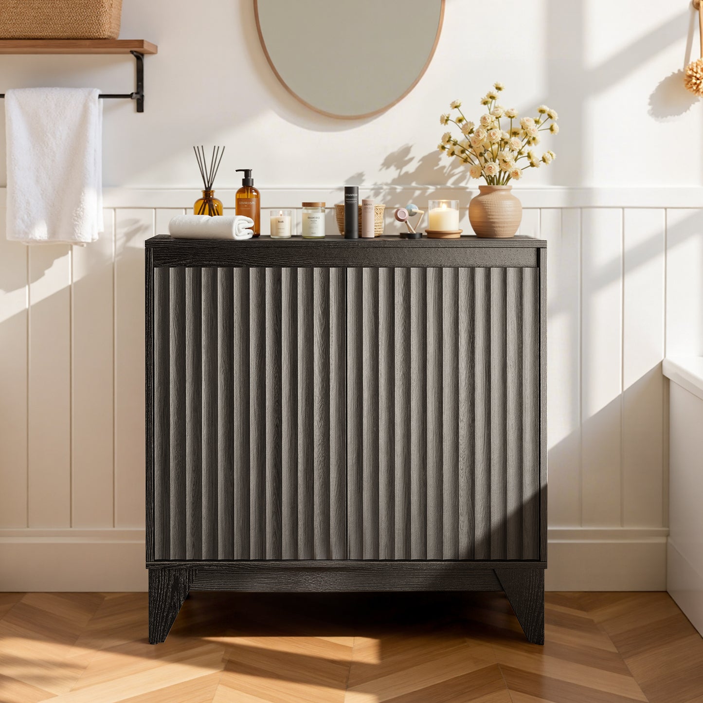 32" Tall 2 - Door Accent Cabinet With Adjustable Shelf