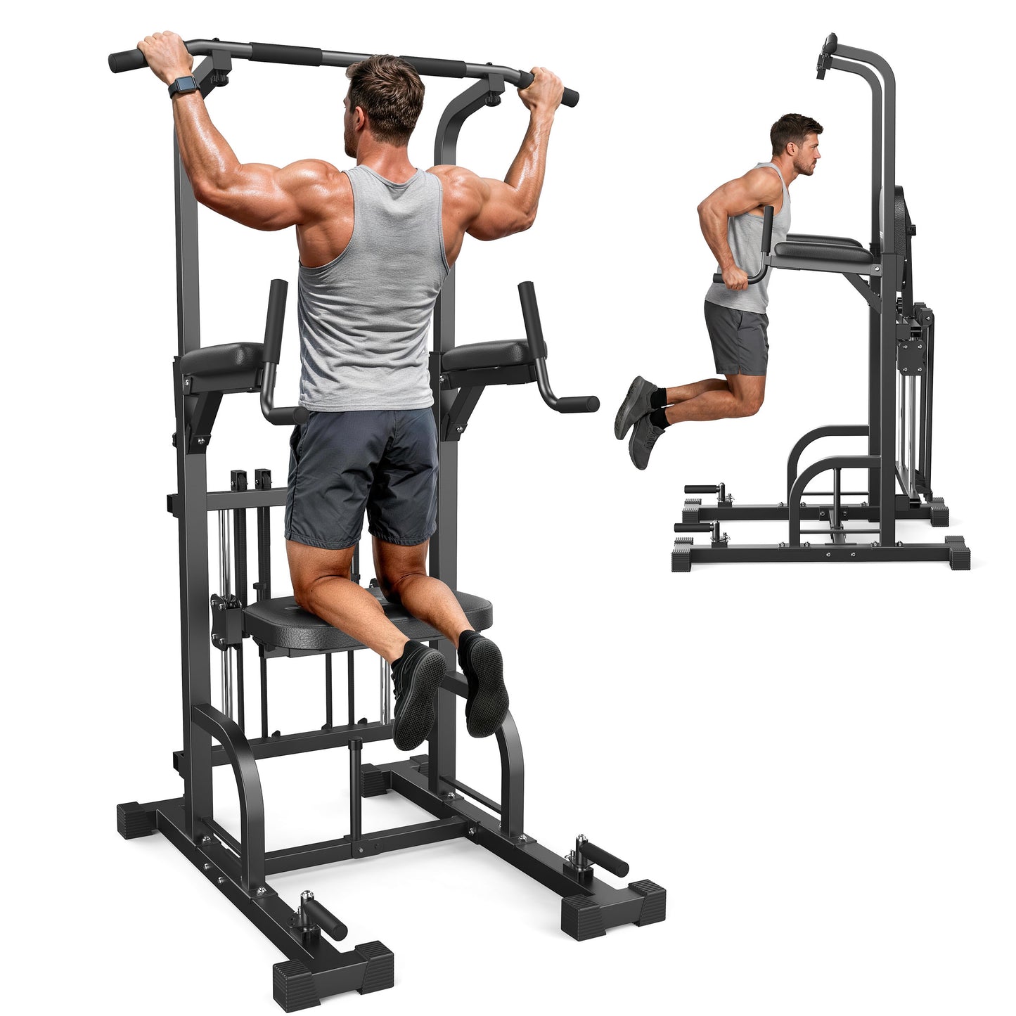 Sportsroyals Power Tower Pull Up Bar Station, 450LBS Stable Pull Up Dip Station for Home Gym Strength Training Equipment (Copy)