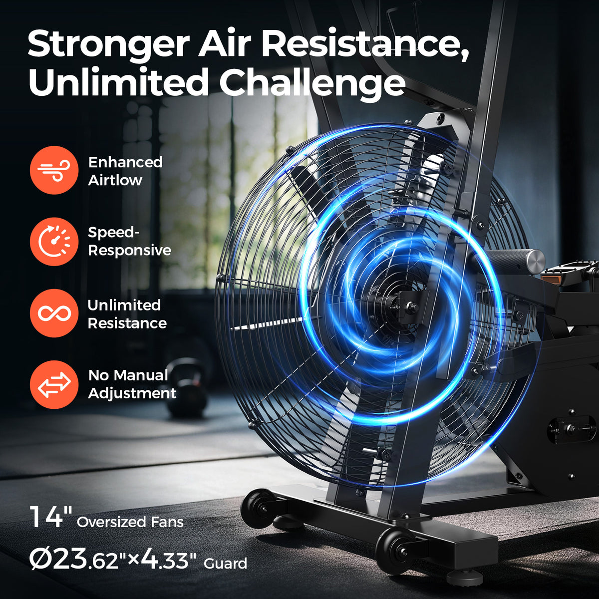 YOSUDA Air-Resistance Exercise Fan Bike, Air Bike with Dual Acction Handlebars&Dual-Layer Transmission System