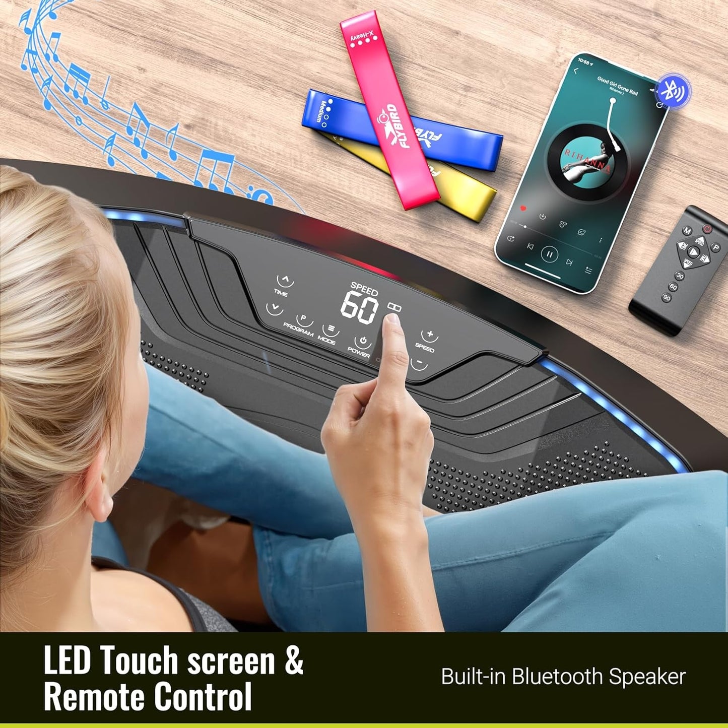 FLYBIRD Vibration Plate Exercise Machine, Adjustable Speed High Intensity Vibration for Muscle Toning Weight Loss Lymphatic Drainage, Full Body Workout Vibration Plate