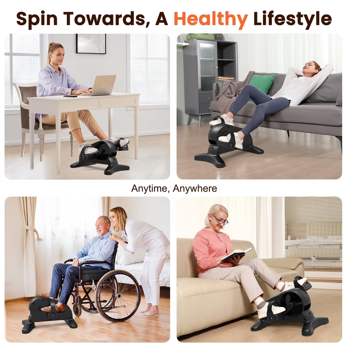 Mini Under Desk Bike ,Electric Pedal Exerciser Leg/Arm Cycle for Senior, Physical Therapy, with Remote Control