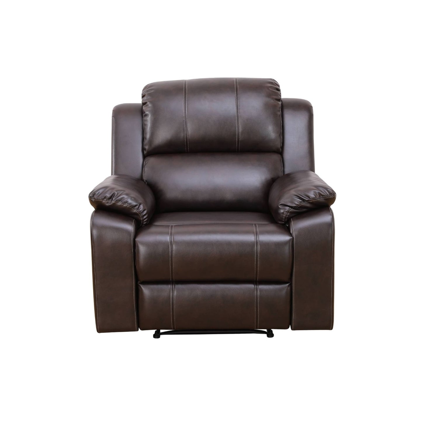 KOLIGEY Brown Breathing Leather Living Room Sectional Recliner Arm Chair