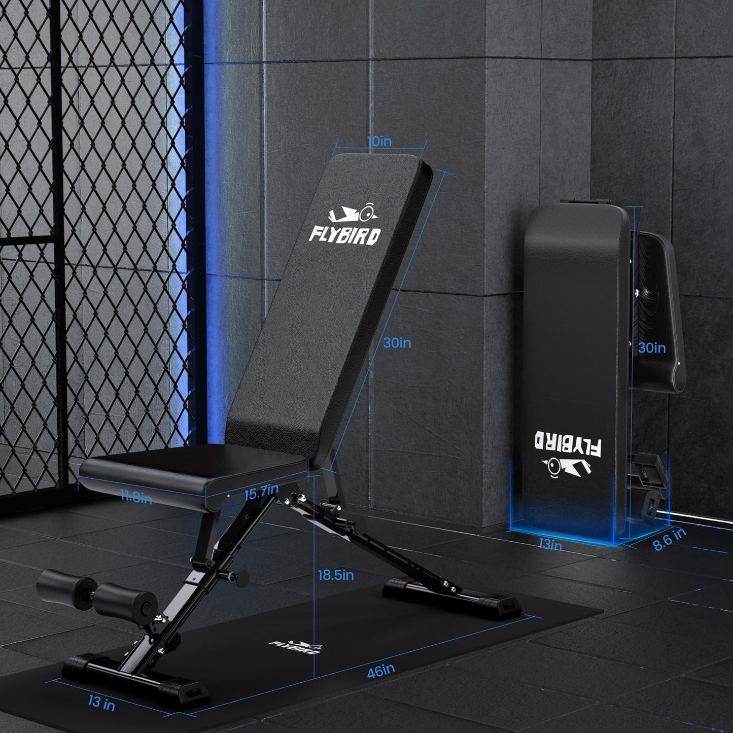 Flybird Collapsible Adjustable Weight Bench - Heavy Duty Foldable Fitness Exercise Utility