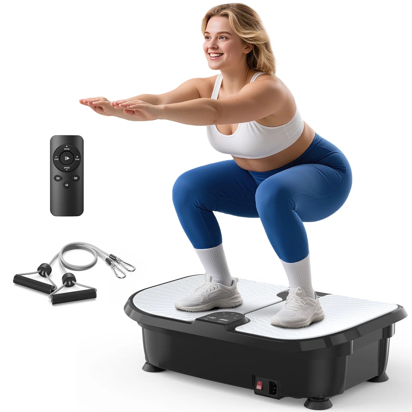 FEIERDUN Vibration Plate Exercise Machine, 400 LBS Capacity Vibration Plate for Lymphatic Drainage, Max Space for Whole-Body Workout & Relaxation at Home