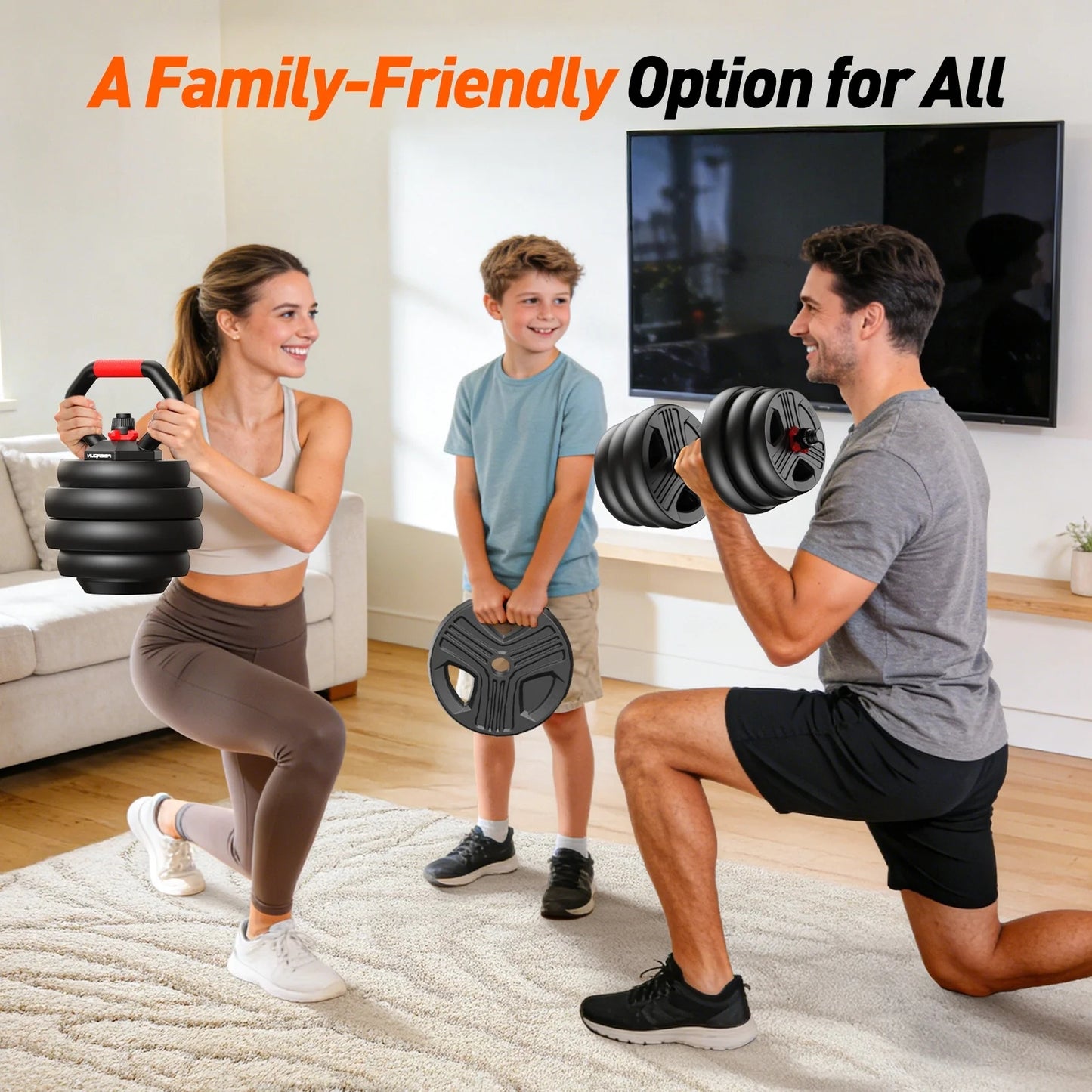 FED FITNESS Adjustable Dumbbells, 35lbs Free Weight Set with Connector, 5 in1 Dumbbells Set as Barbell, Kettlebells,Fitness Exercises for Home Gym
