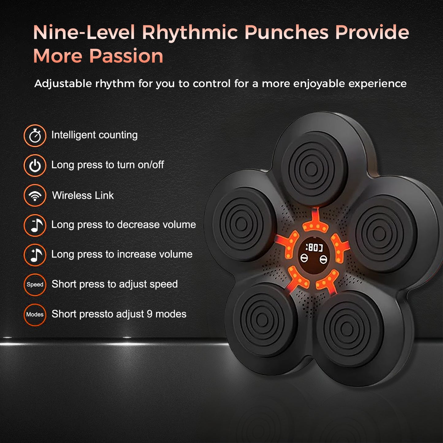 Feierdun Wall-Mounted Smart Boxing Trainer with Music, Gloves, and Target Pads - Wireless-Enabled Fitness Equipment for Home