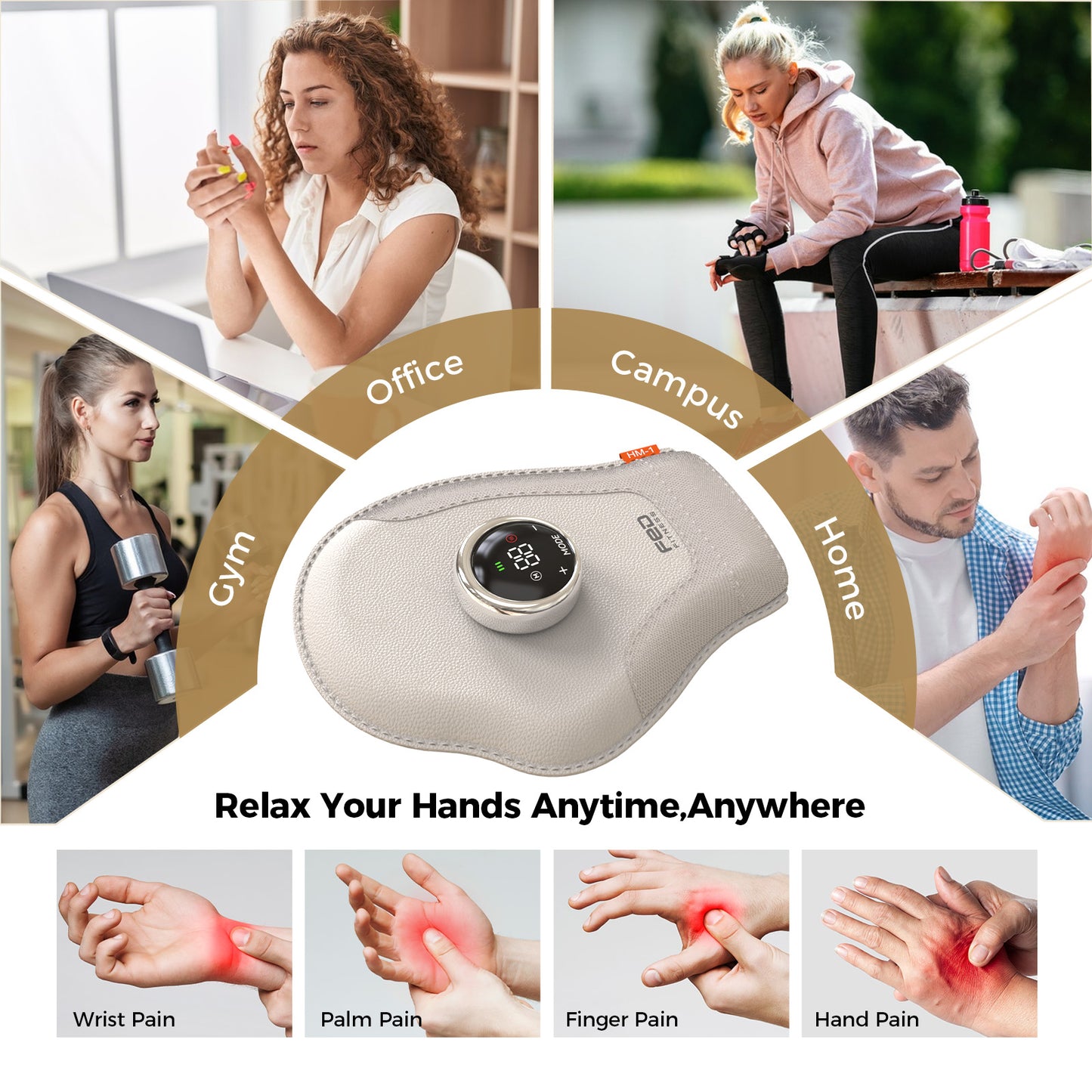 FED FITNESS Upgraded Hand Massager -with Heat & Compression for Arthritis and Carpal Tunnel Relief from Wrist to Palm and Finger
