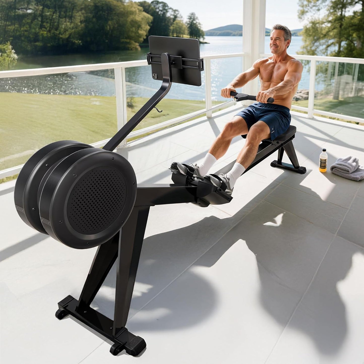 YOSUDA Dash Air-Magnetic Rowing Machine, Dual-resistance Rower Machine