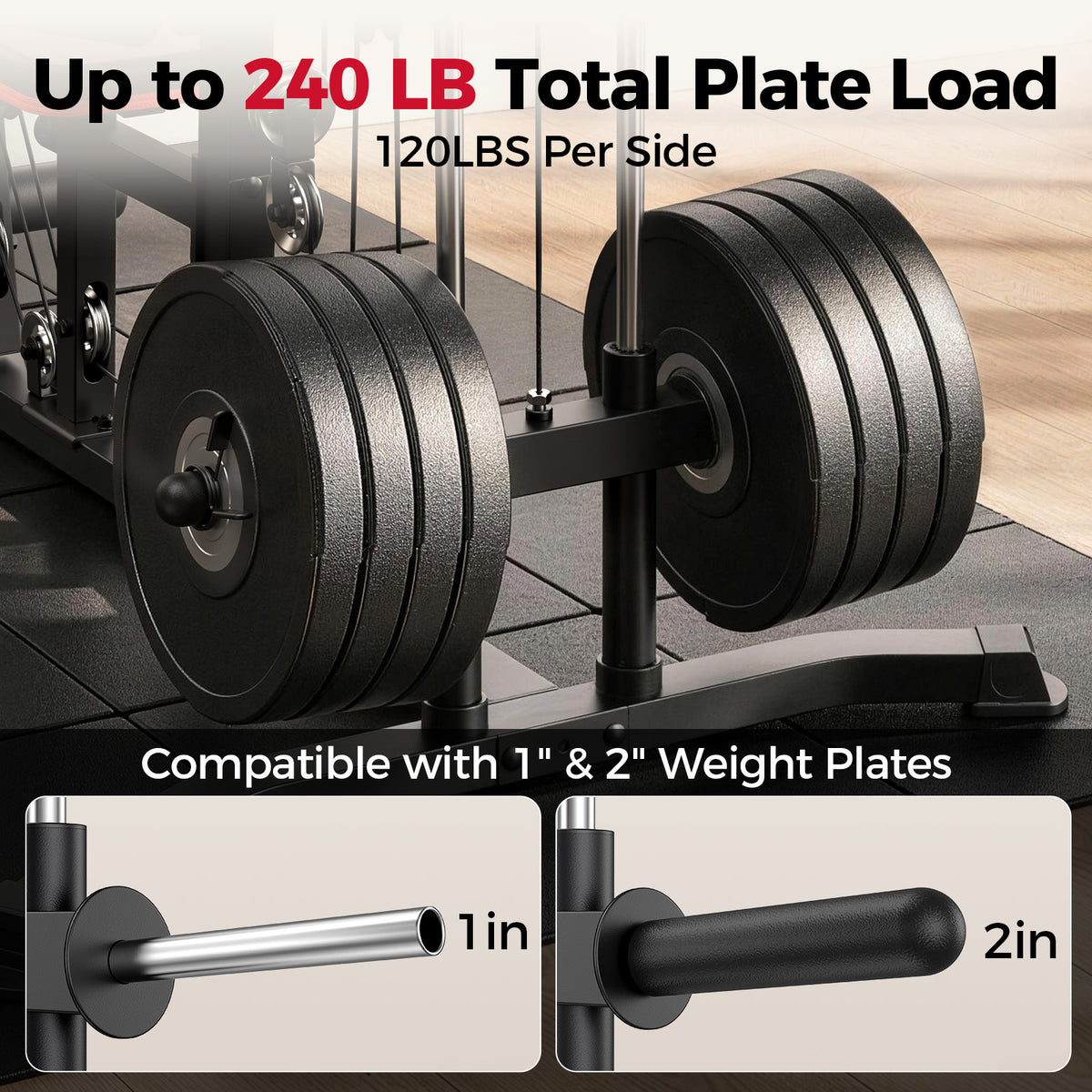 FED Fitness Home Gym, 240LB Plate-Loaded Multifunctional Workout Station | Full-Body Exercise Equipment, Workout Equipment and Fitness Equipment