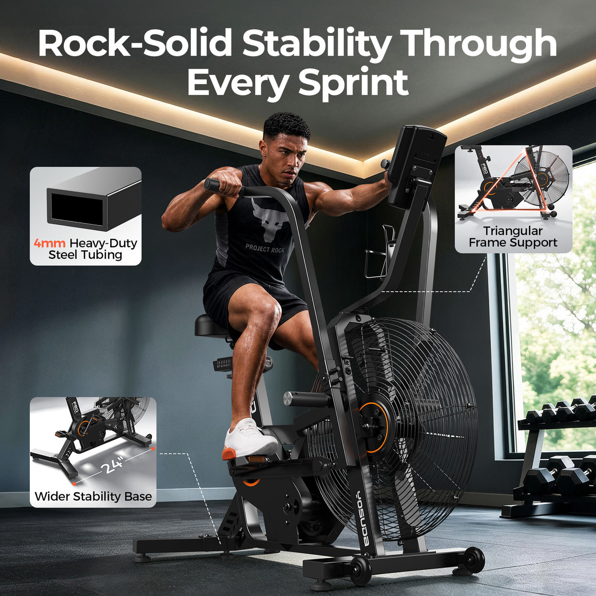 YOSUDA Air-Resistance Exercise Fan Bike, Air Bike with Dual Acction Handlebars&Dual-Layer Transmission System
