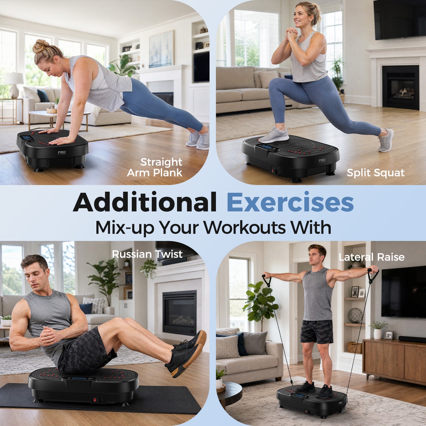 FED FITNESS Vibration Plate Exercise Machine,Curved Vibration Plate for Lymphatic Drainage Weight Loss,Workout Equipment for Women Men Home