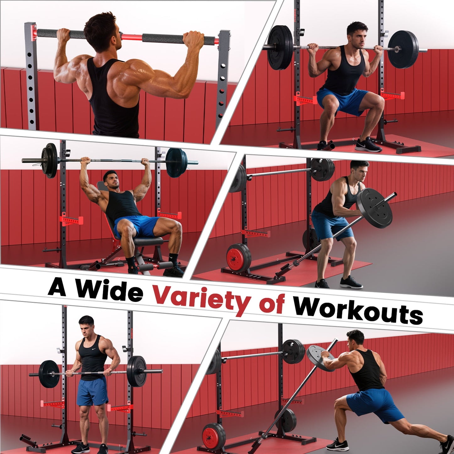 FLYBIRD Adjustable Squat Rack with Pull-Up Bar