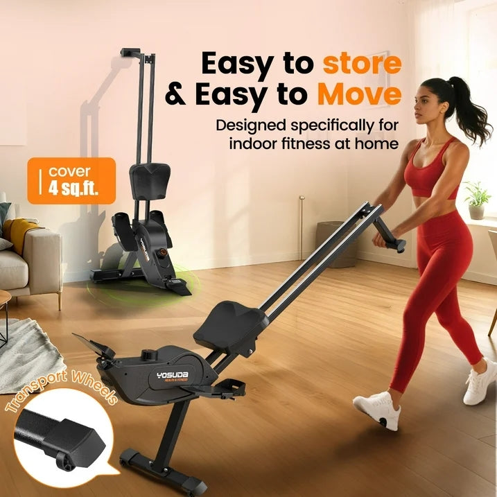 YOSUDA Magnetic Rowing Machine 350 LB Weight Capacity , Foldable Rower for Home Use with 16-Level Max 115lbs Adjustable Resistance and Bluetooth