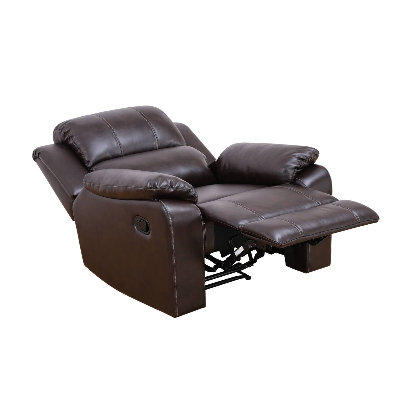 KOLIGEY Brown Breathing Leather Living Room Sectional Recliner Arm Chair