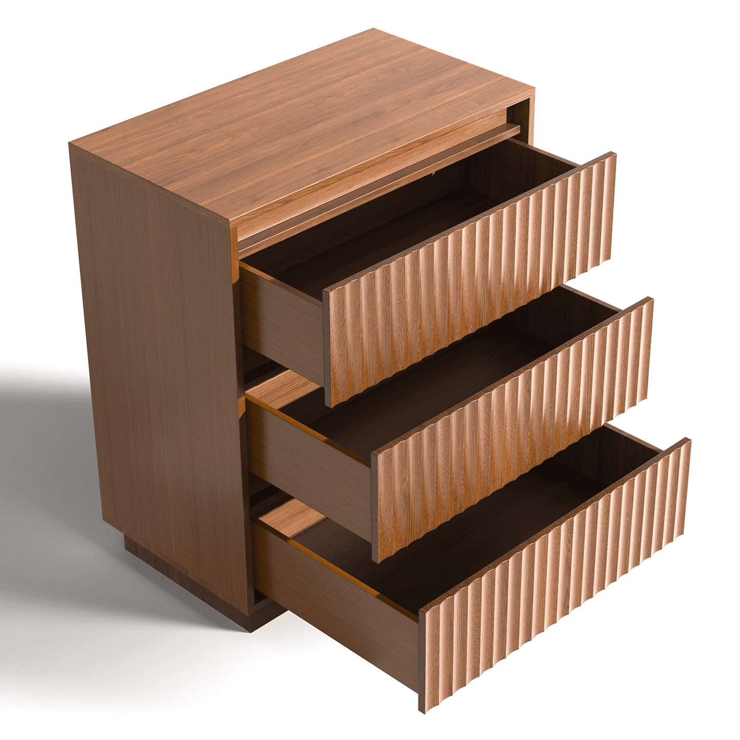 Koligey 3-Drawer Dresser 27.5"W Single Dresser With Waveform Fluted Panel