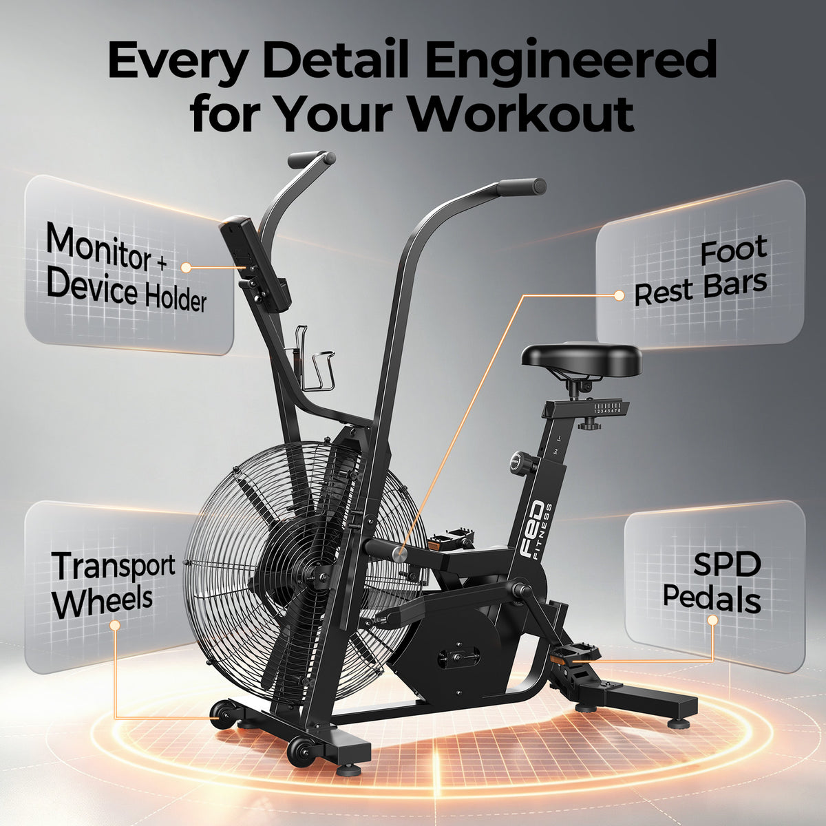 YOSUDA Air-Resistance Exercise Fan Bike, Air Bike with Dual Acction Handlebars&Dual-Layer Transmission System