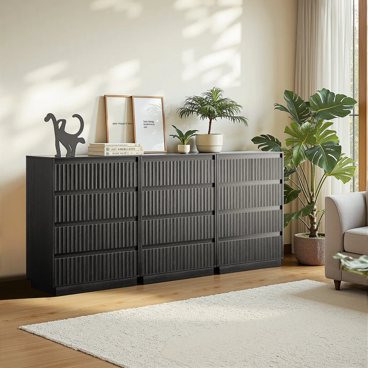 KOLIGEY 5-Drawer Dresser 27.5"W Single Dresser With Waveform Fluted Panel