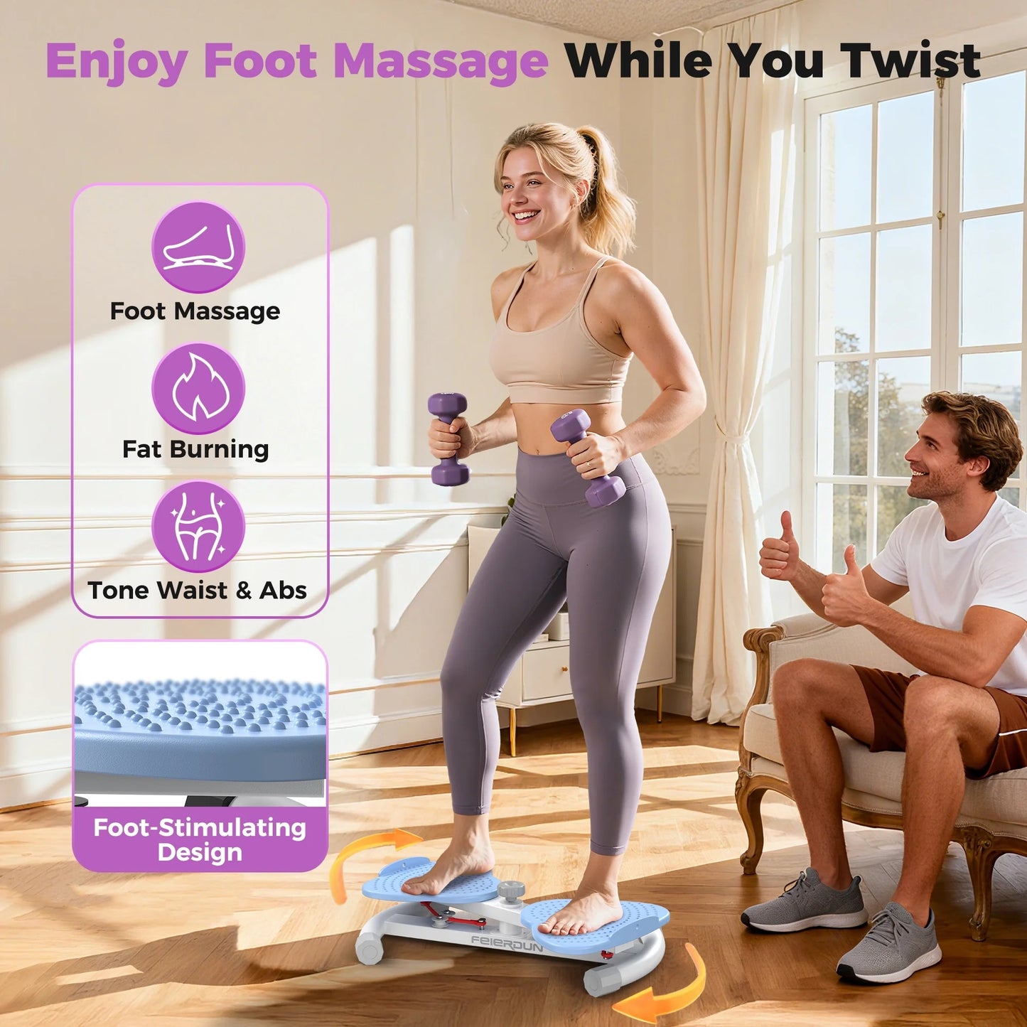 Exercise Twist Boards for Home Workout,Waist Twister Machine Exercise,Balance Board for Foot Massage and Weight Loss (Pink)