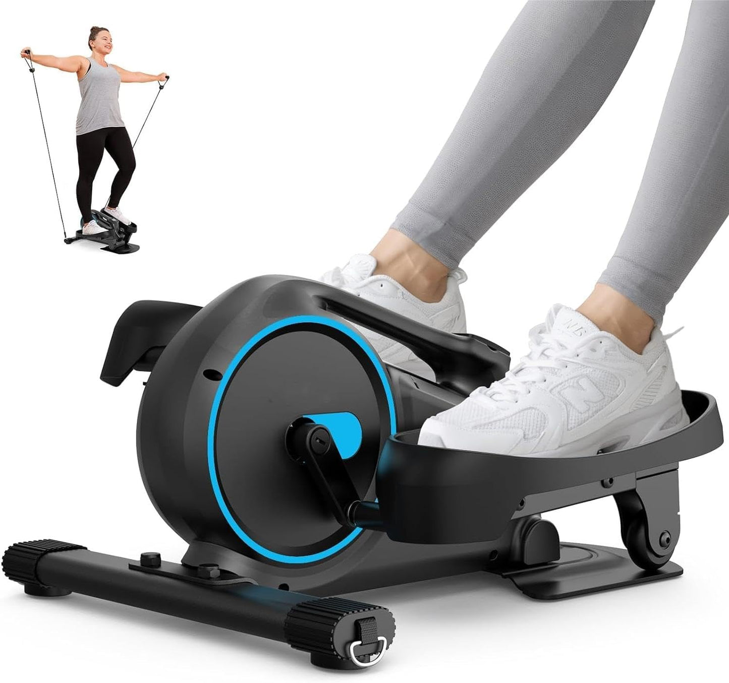 Under Desk Elliptical, Manual Elliptical Exercise Machine, Quite Foot Pedal Exerciser for Home Use, Compact Foot &Leg Pedal Exerciser for Seniors, Max Load 300LBS