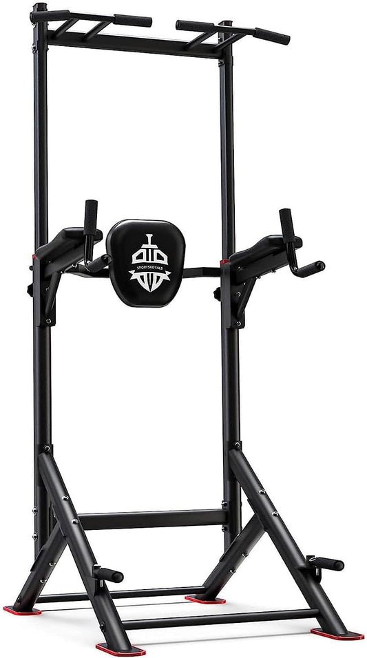 Sportsroyals Power Tower Pull Up Bar Station, 450LBS Stable Pull Up Dip Station for Home Gym Strength Training Equipment