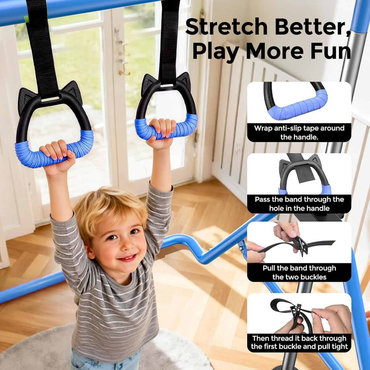 Sportsroyals Gymnastics Bar for Kids,Adjustable Height Gymnastic Horizontal Bars,Folding Gymnastic Junior Training Kip Bar for Home