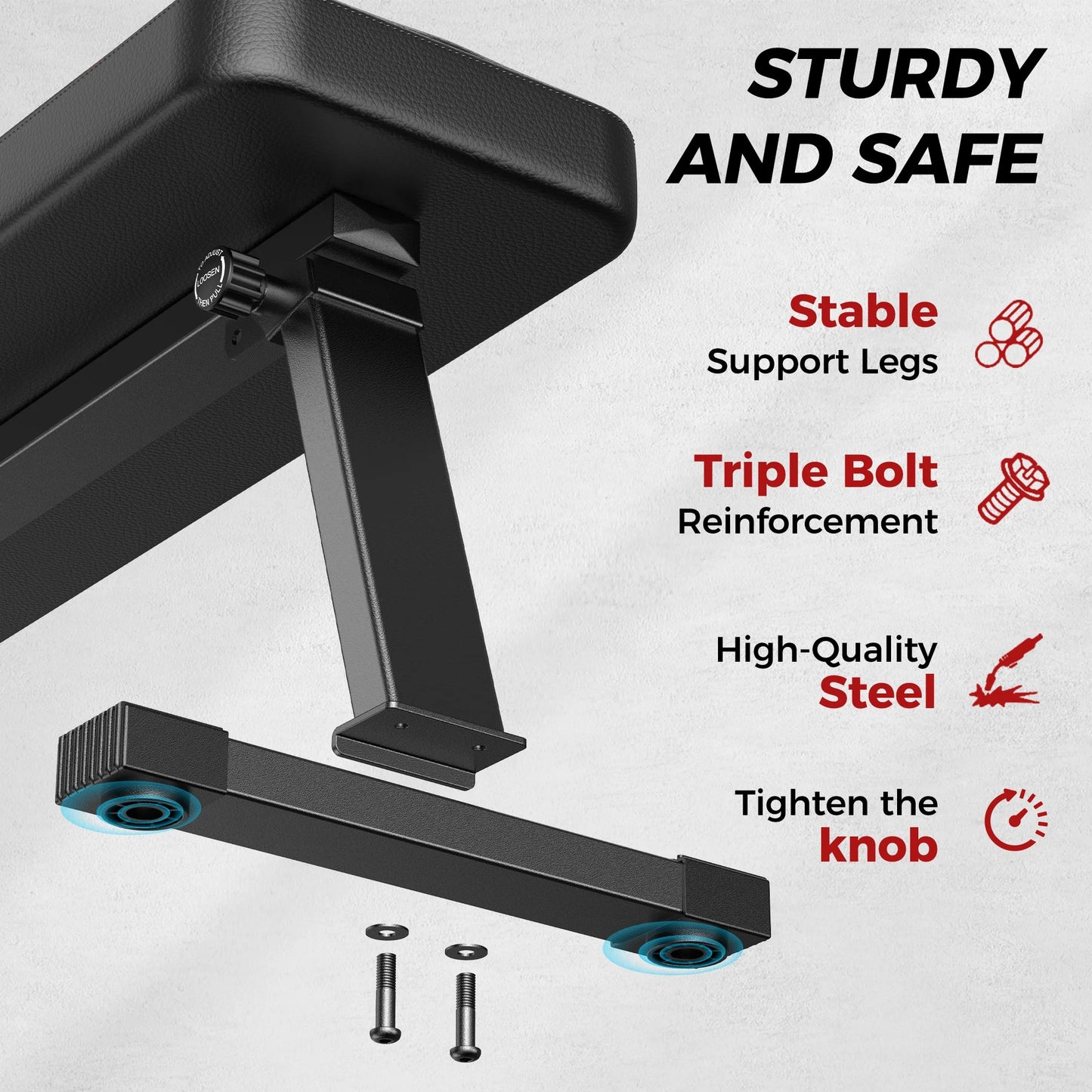 FLYBIRD Flat Bench, Foldable Flat Weight Bench Easy Assembly for Strength Training Bench Press
