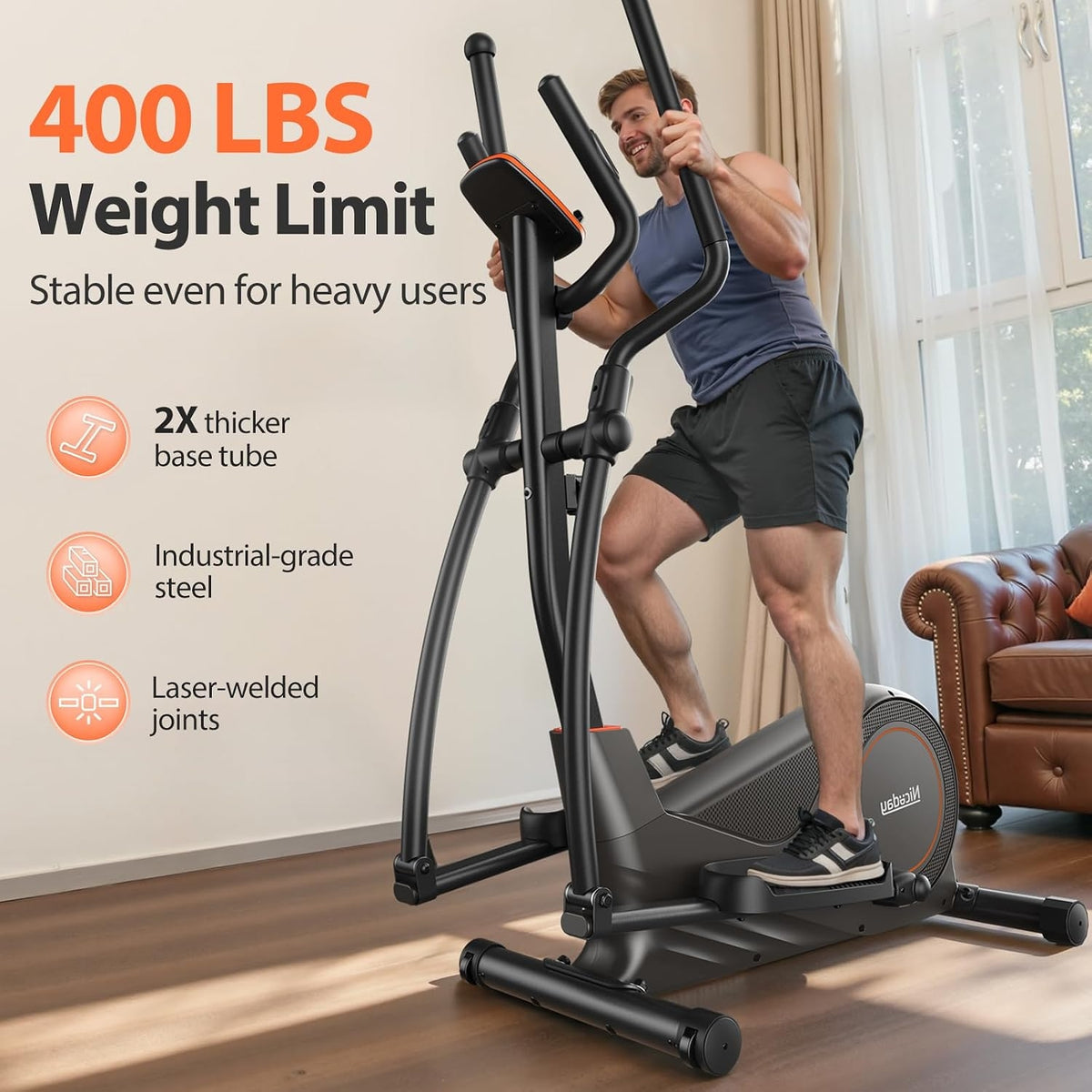 Niceday Elliptical Exercise Machine with 15.5IN/16IN/20IN Stride | Magnetic Elliptical Trainer for Home Use, 16 Resistance Levels, 400LBS Loading Capacity, Support Kinomap APP
