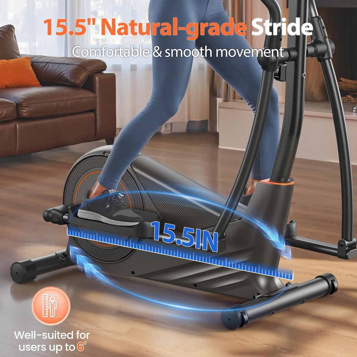 Niceday Elliptical Exercise Machine with 15.5IN/16IN/20IN Stride | Magnetic Elliptical Trainer for Home Use, 16 Resistance Levels, 400LBS Loading Capacity, Support Kinomap APP