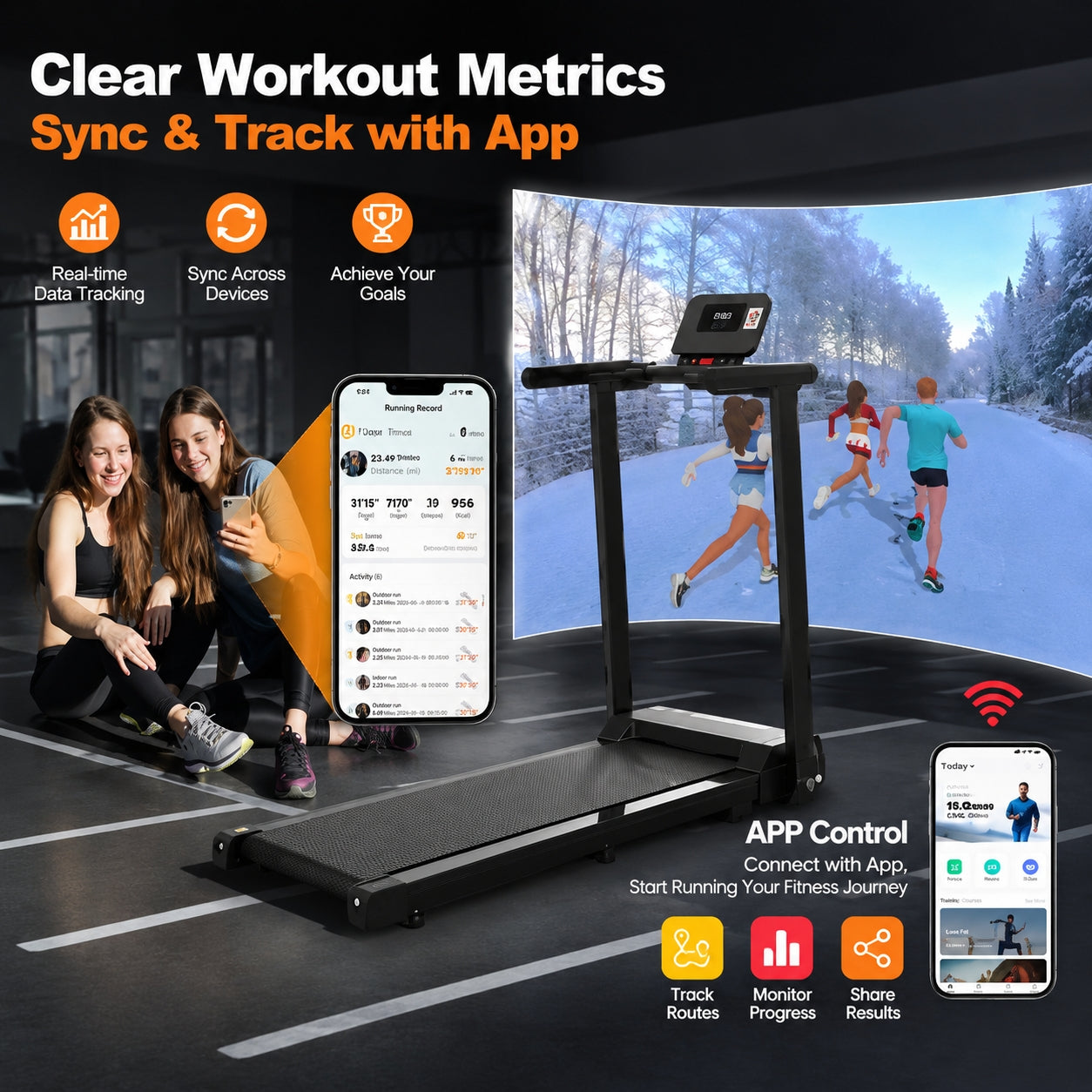FED FITNESS Folding Treadmill with Handles 2.5HP Foldable Treadmill with LED Display 300 LBS Capacity Running Machine for Home Small Spaces