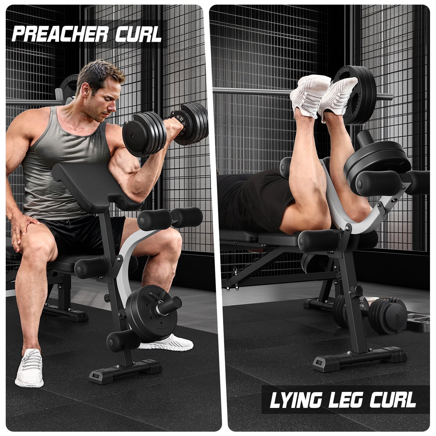 FLYBIRD Standard Weight Bench with Preacher Curl, Leg Developer