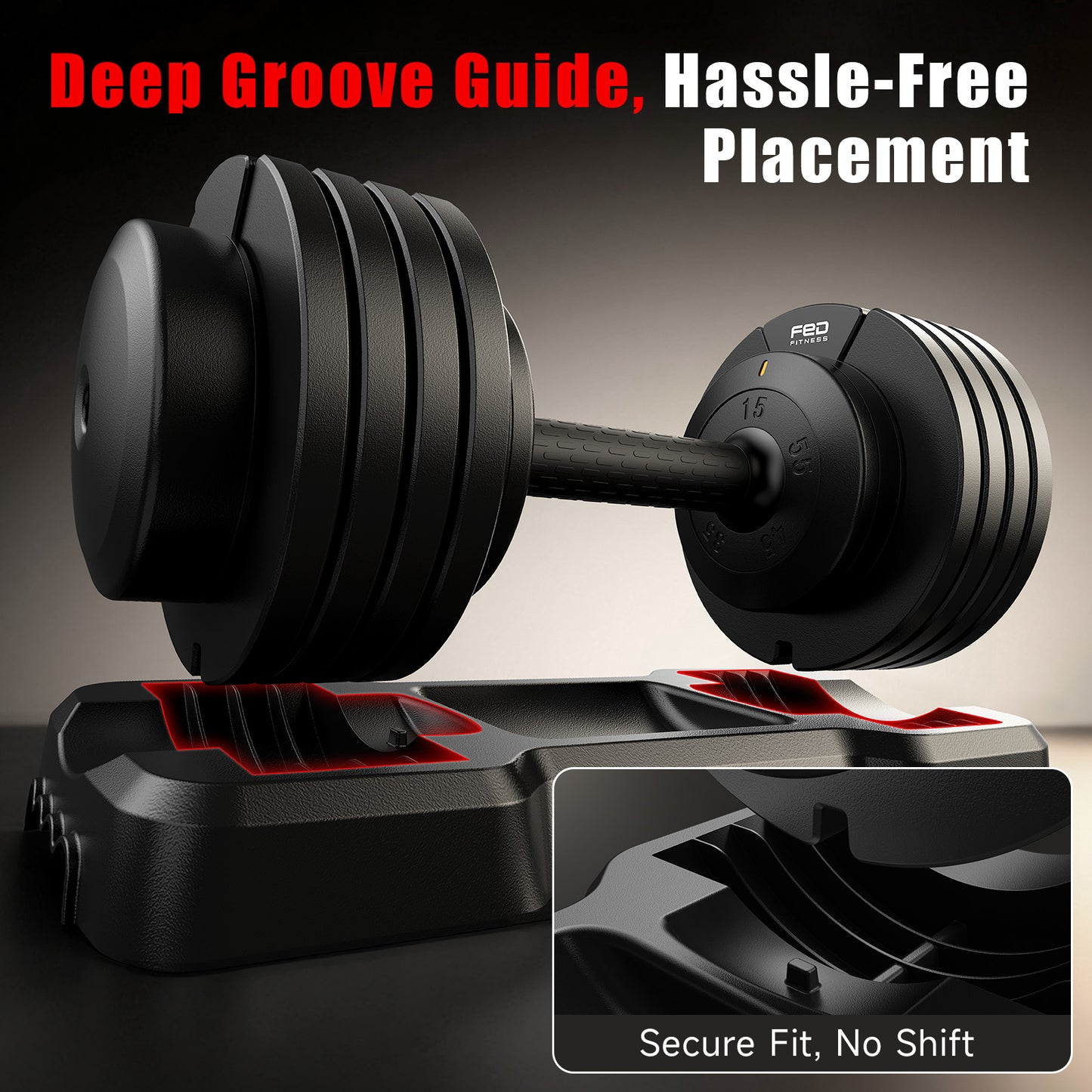 FED FITNESS 1 Pair 55LBS-Adjustable Dumbbell, Multiweight Options for Full Body Workout