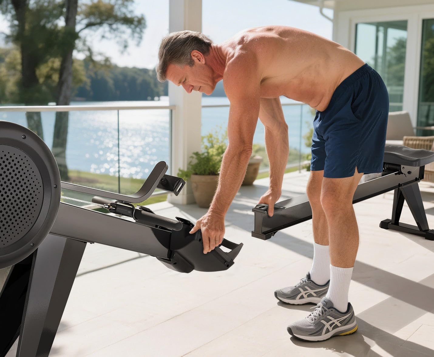 YOSUDA Dash Air-Magnetic Rowing Machine, Dual-resistance Rower Machine