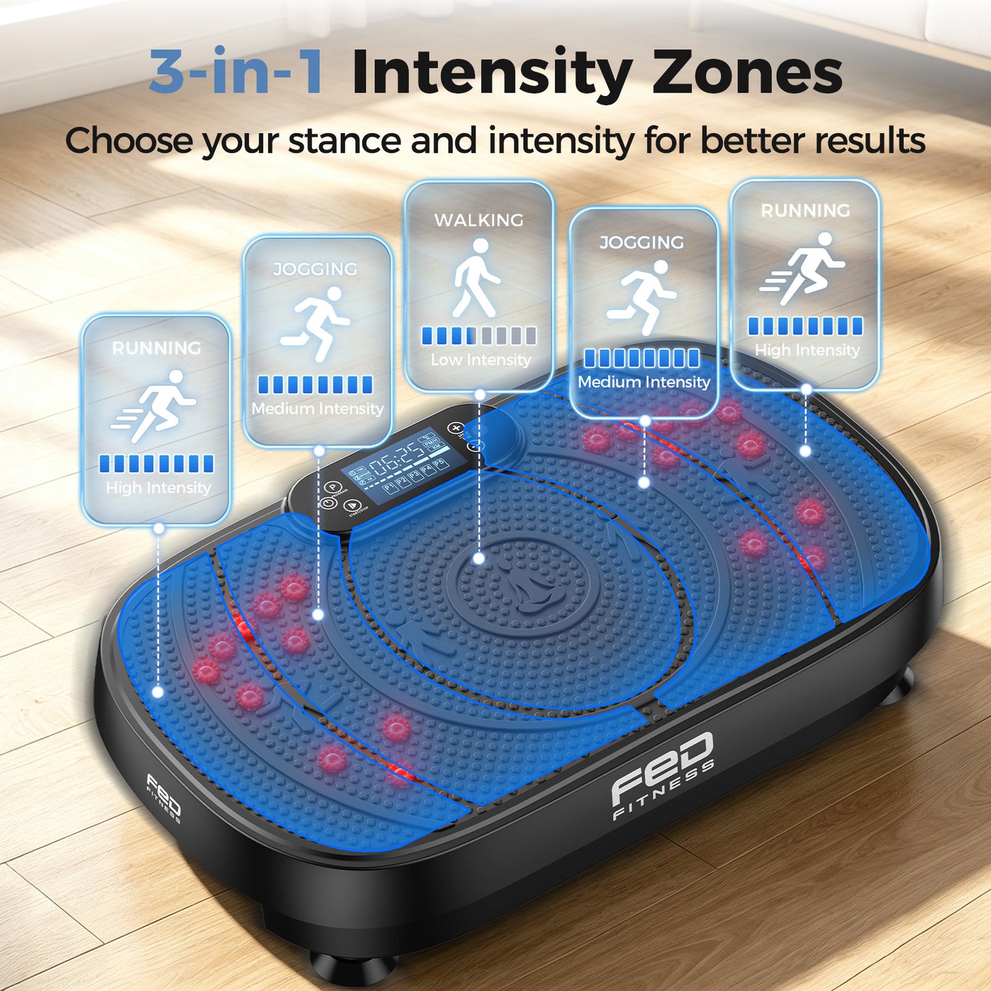FED FITNESS Vibration Plate Exercise Machine,Curved Vibration Plate for Lymphatic Drainage Weight Loss,Workout Equipment for Women Men Home