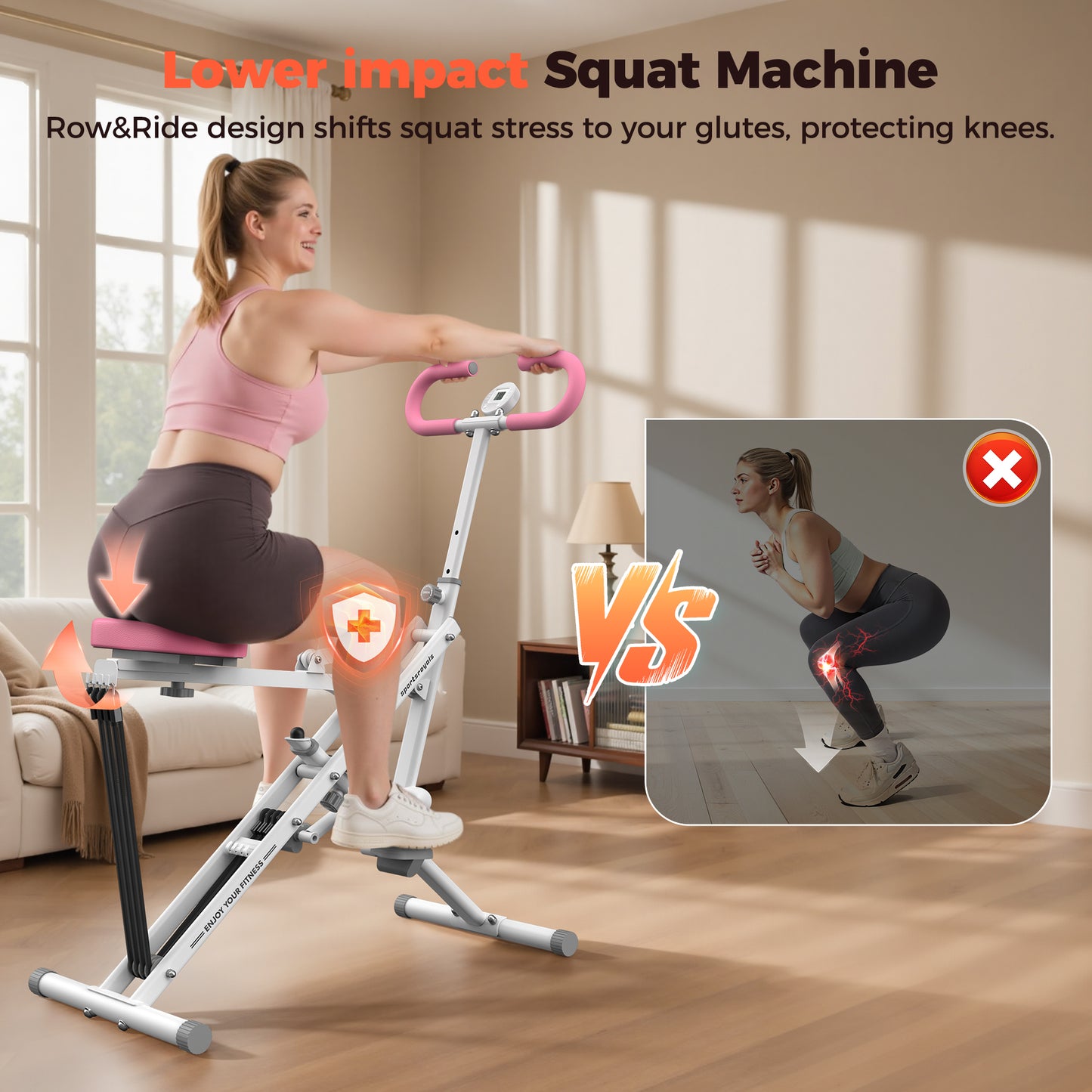 FLYBIRD Squat Machine-2 in 1 Squat Rowing Machine for Glutes Trainer & Leg Home Workout