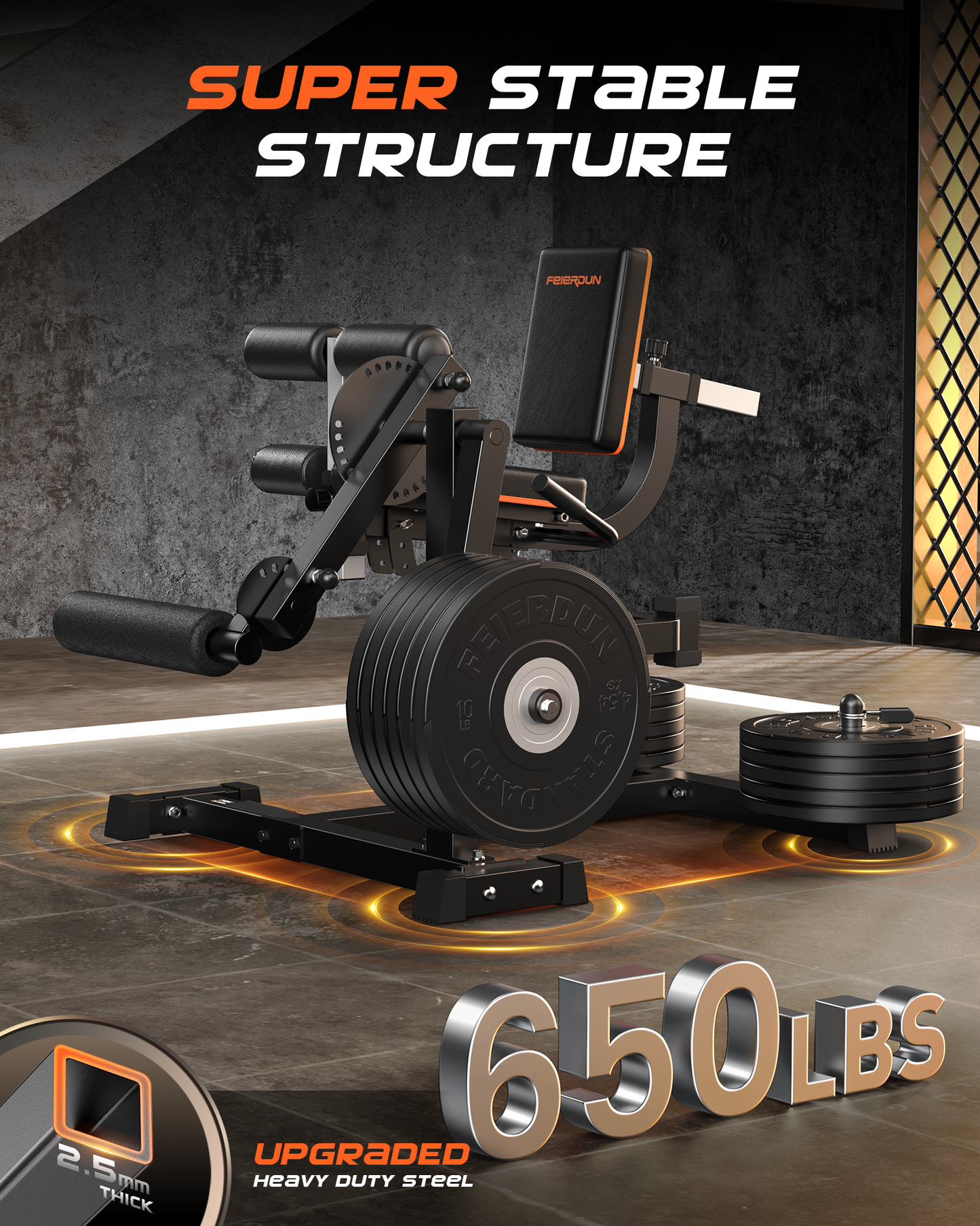 FEIERDUN 3-in-1 Leg Extension Curl Machine, Leg Extension Machine for Lower Body Workouts, Adjustable Leg Curl Machine with Exercise Bench