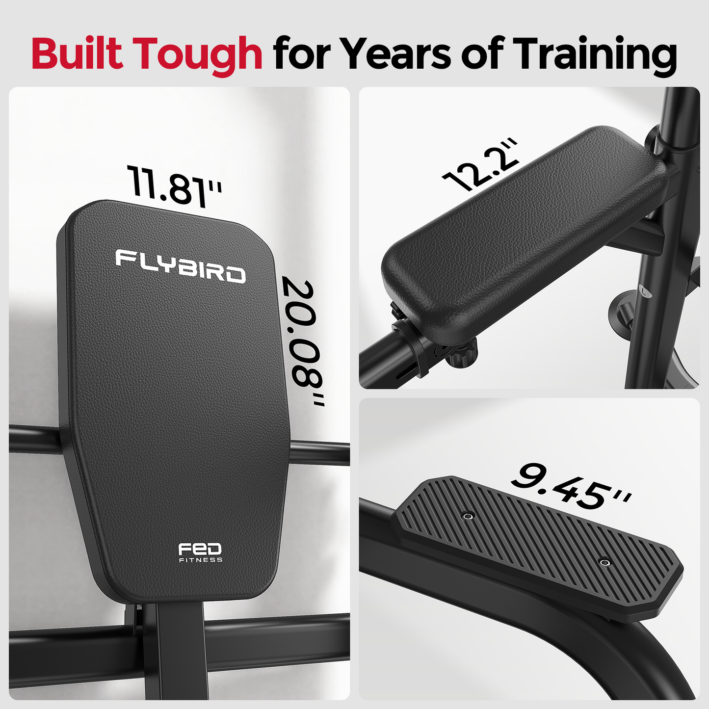 FED FITNESS Power Tower: Adjustable Multi-Function Pull Up & Dip Station, 800 lbs Capacity, Home Gym Strength & Ab Workout