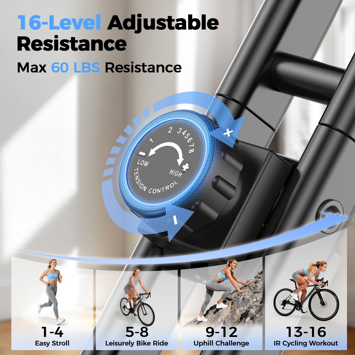 FED FITNESS 5 IN 1 Folding Exercise Bike with 6.6 LBS Flywheel & 16 Levels of Resistance, 330LB Weight Capacity Indoor Workout Cycling Bike for Home Gym (4.4)  92 ratings
