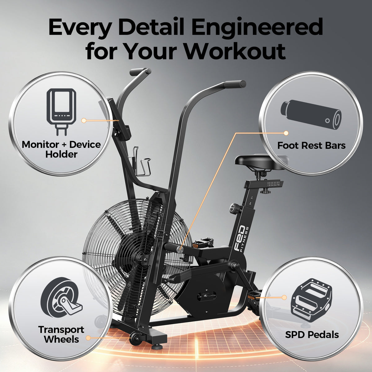 YOSUDA Air-Resistance Exercise Fan Bike, Air Bike with Dual Acction Handlebars&Dual-Layer Transmission System