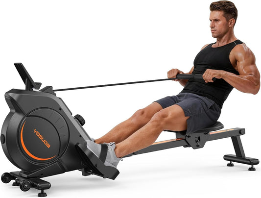 YOSUDA Rowing Machine for Home, Magnetic Rower Machine for Beginners to Athletes, Use with Resistance Adjustment Function, Bluetooth, App Supported, LCD Monitor, and Comfortable Seat Cushion