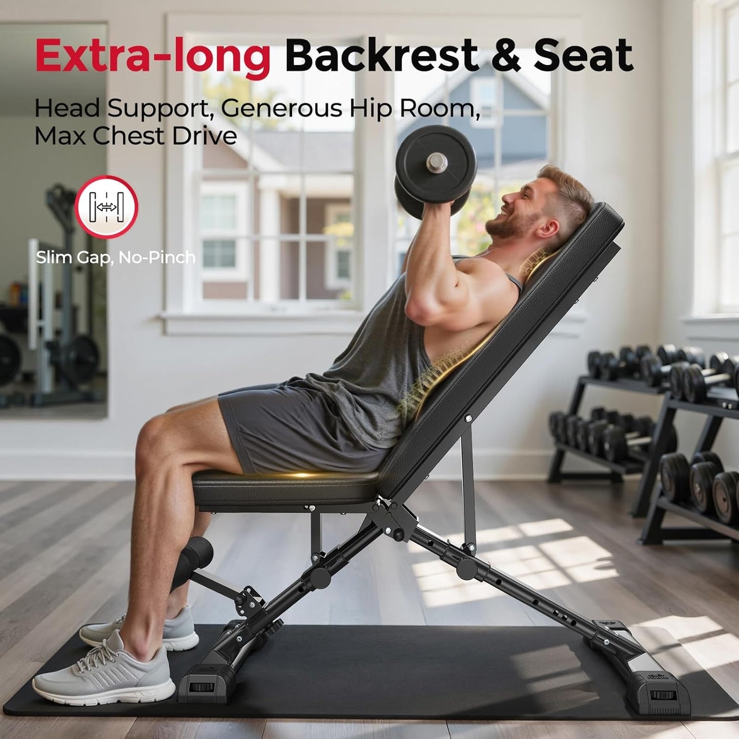 Flybird Collapsible Adjustable Weight Bench - Heavy Duty Foldable Fitness Exercise Utility