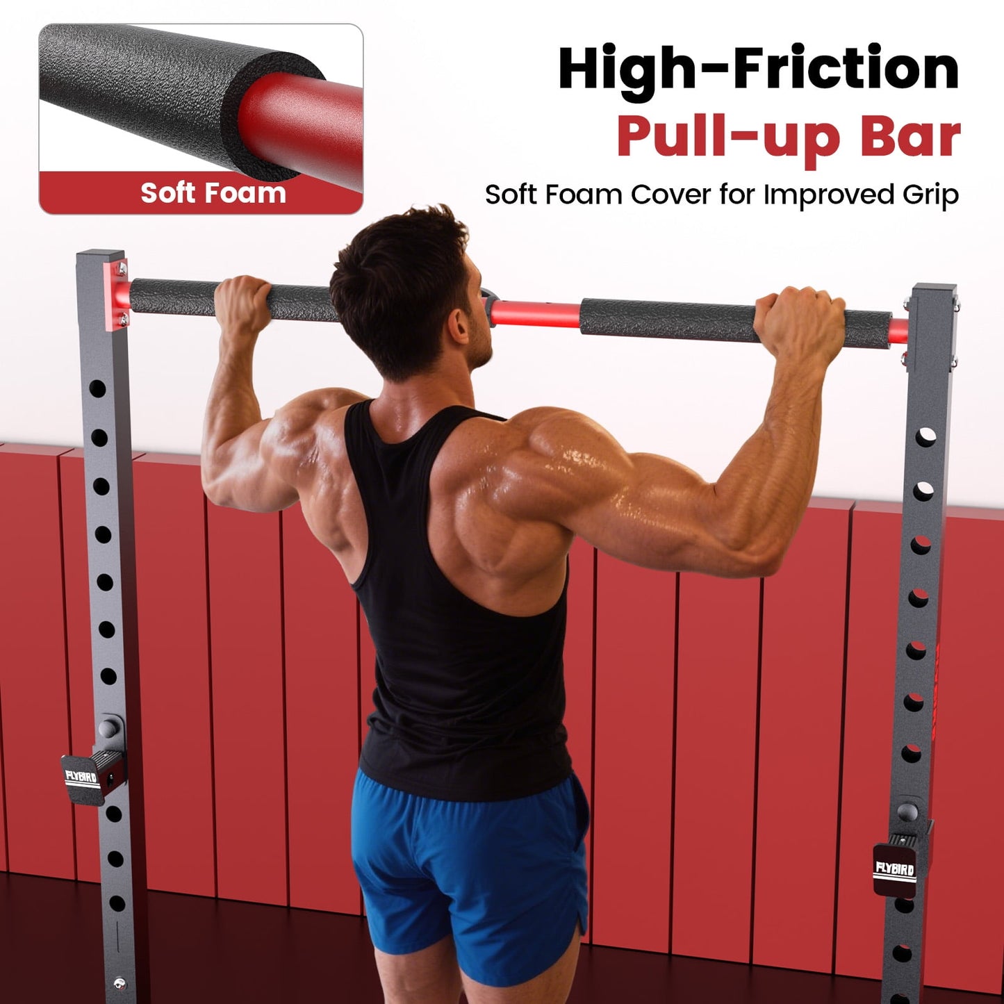 FLYBIRD Adjustable Squat Rack with Pull-Up Bar