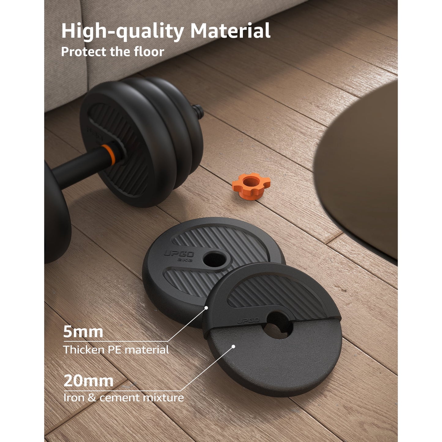 FLYBIRD 70lb Weight Set with Connector Bar, 4 in 1 Workout Gear with Dumbbell （1 pair 35-LB Dumbbells）