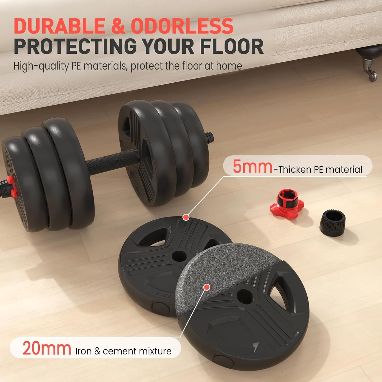 Adjustable Dumbbells,80lbs Free Weights Dumbbells Convertible 2 or 3 in 1 Set Used as Barbell, Kettlebells, A Pair of Lightweight for Home Gym