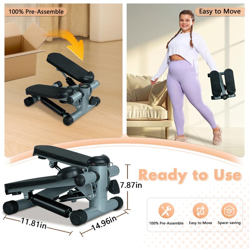 Mini Stepper for Home Workout - Stair Stepper Machine with Resistance Bands