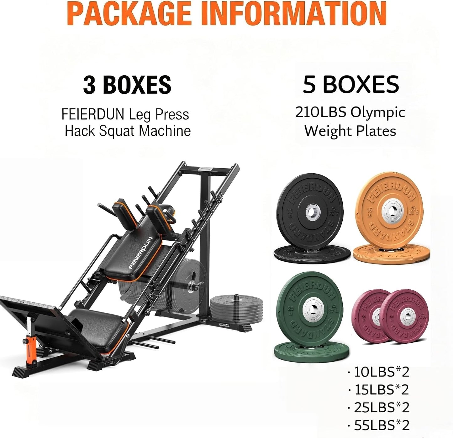 FEIERDUN 2-in-1 Leg Press Hack Squat Machine, Smoother & Zero-Maintenance Operation with Upgraded Roller System, Extended Full ROM, Heavy-Duty Leg Press Machine for Lower Body Strength Training