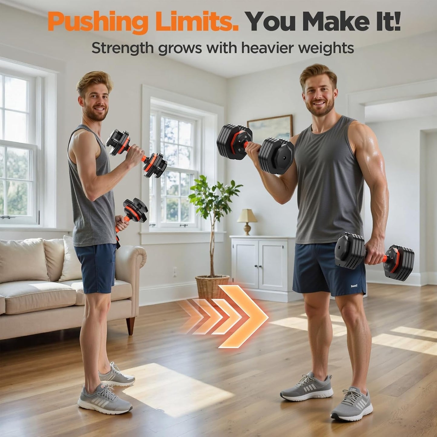 1 Pair 25LB/55LB Adjustable Dumbbells Set, 5LB to 25LB Dumbbell Weight Set