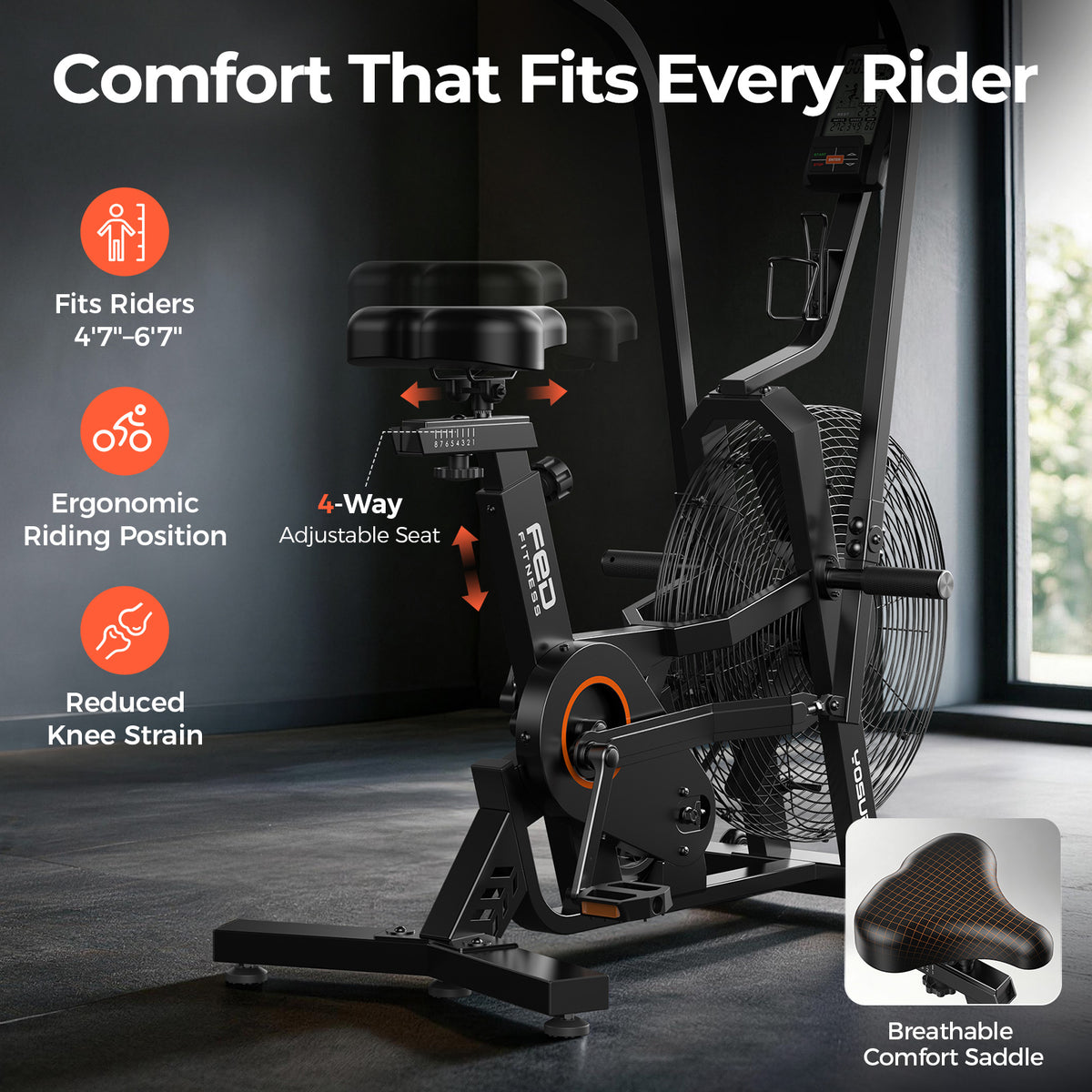 YOSUDA Air-Resistance Exercise Fan Bike, Air Bike with Dual Acction Handlebars&Dual-Layer Transmission System