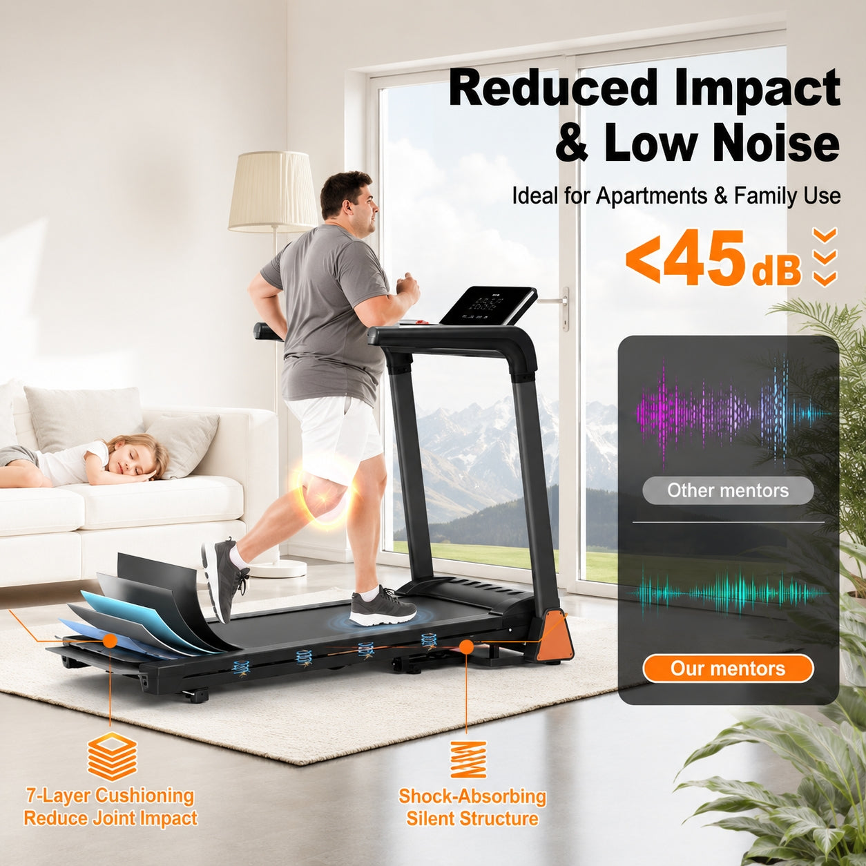 FED FITNESS Folding Treadmill 3.5 Horsepower 0.5-8.5MPH 330LBS Capacity LED Display Foldable Walking Pad Treadmill for Home